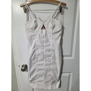 Fashion Star White Cutout Strappy V-neck Party Dress Size 2 Rave Festival Y2K